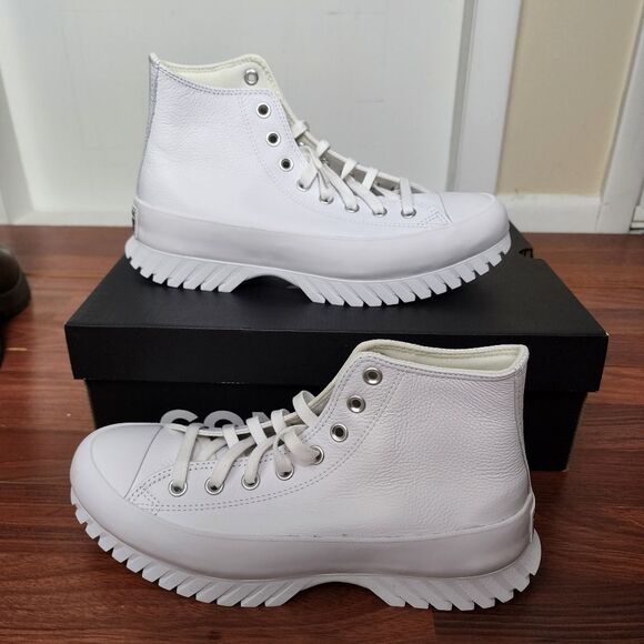 Converse Chuck Taylor White Leather Lug Sole Sneaker Womens 10.5 NIB - Picture 2 of 7